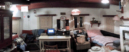 Temporary ham-shack inside the cottage